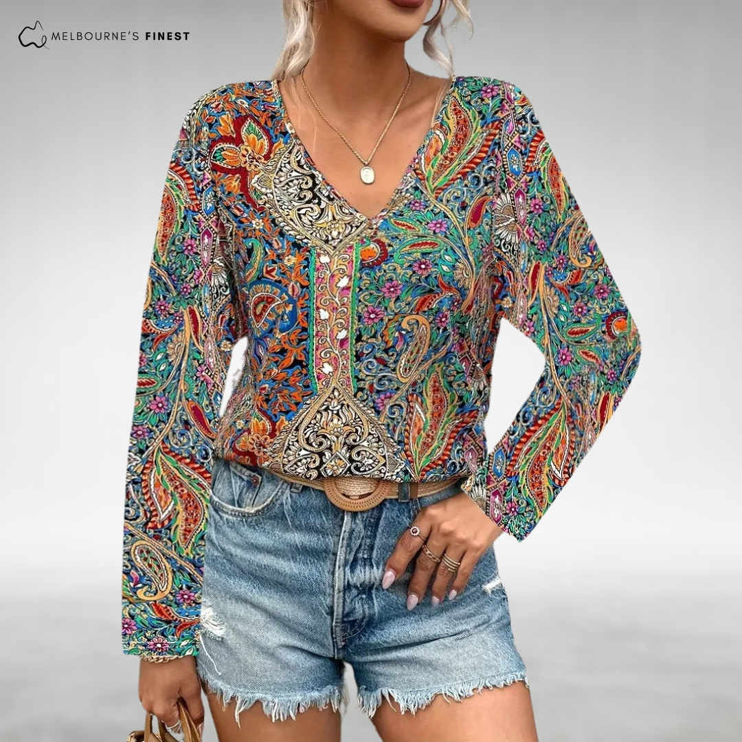 Syeda™ Boho V-Neck Top