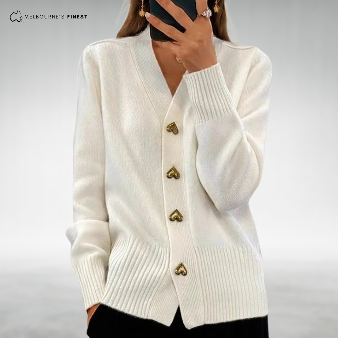 Mara™ Elegant Heart Button Cardigan
