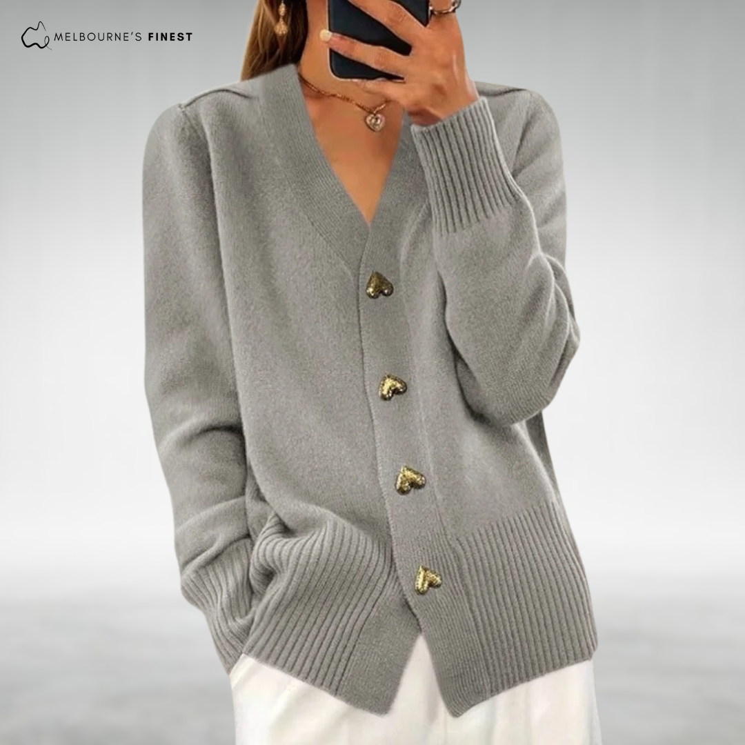 Mara™ Elegant Heart Button Cardigan