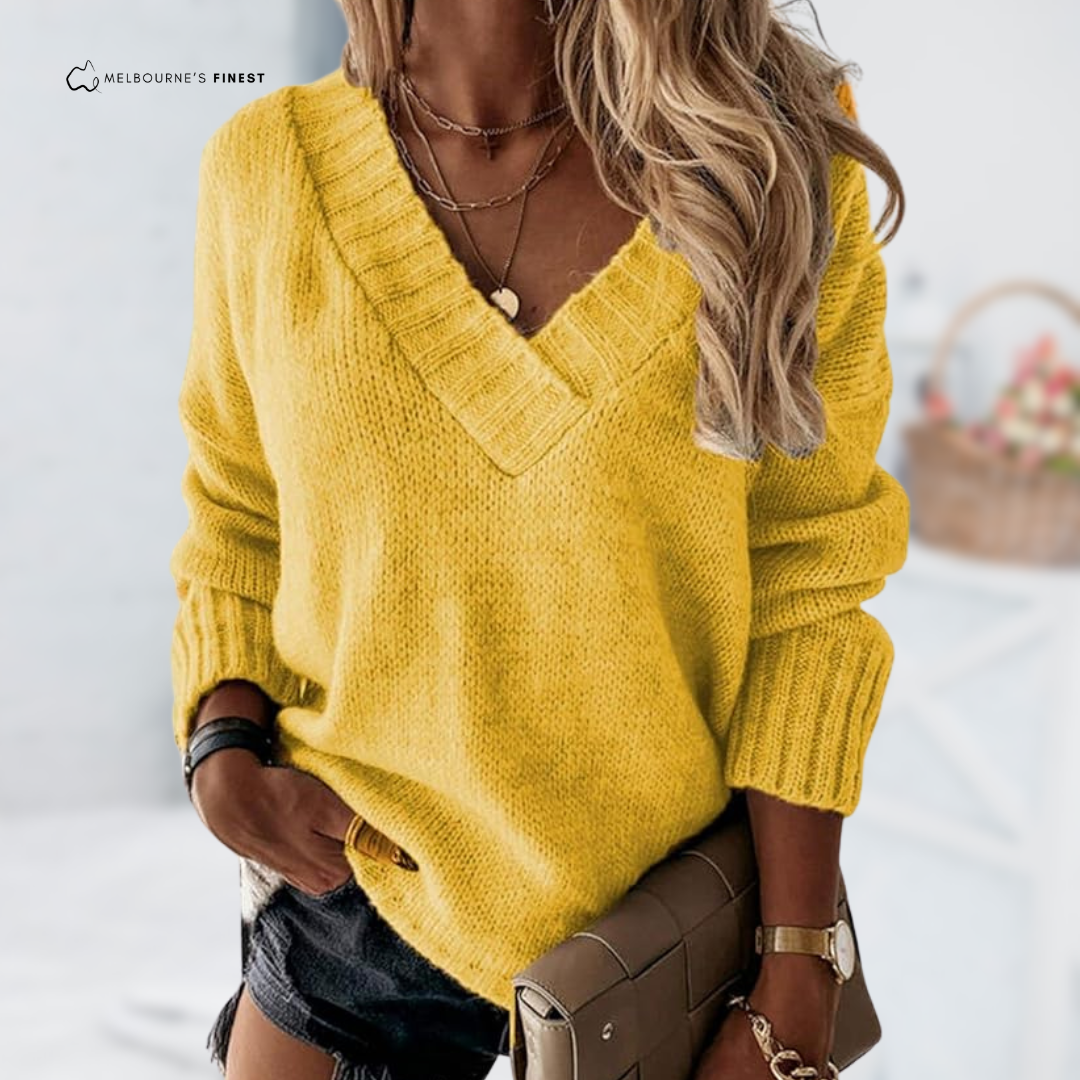 Rhea™ Elegant V-Neck Sweater