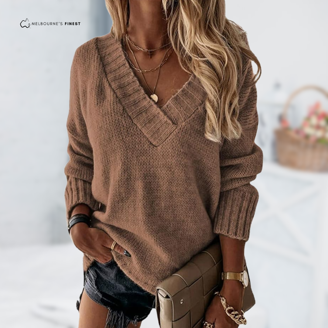 Rhea™ Elegant V-Neck Sweater